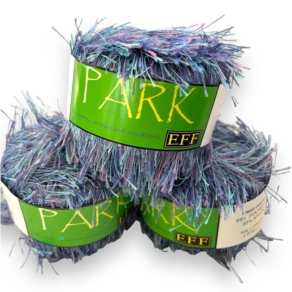 3 skeins Filati FF PARK Eyelash Yarn | 36 Blue Lavender | Made in Italy - Picture 1 of 7